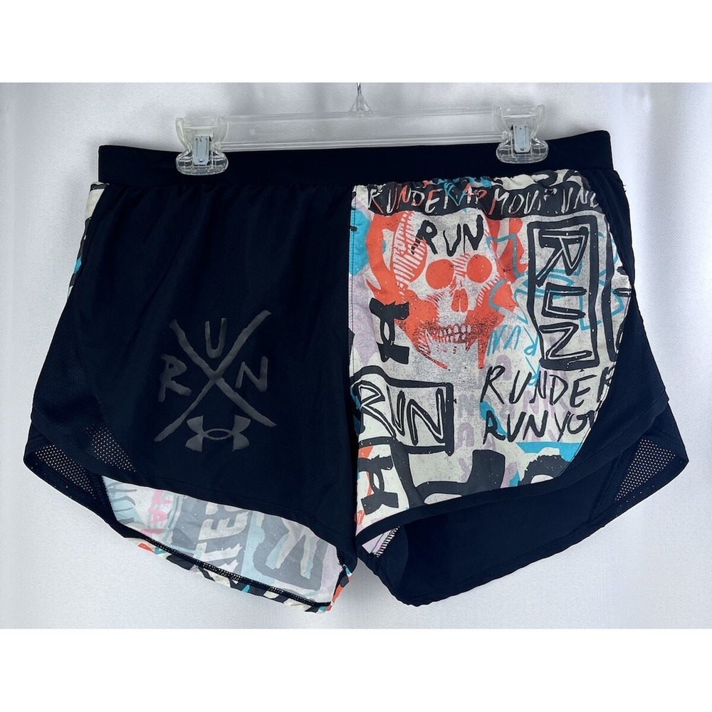 Under Armour Shorts Adult Large Black Multicolor Running Elastic Waist Ladies